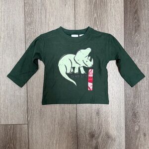 ZARA BABY BOYS LONG SLEEVE SHIRT DINOSAUR GREEN 9-12MO NWOT